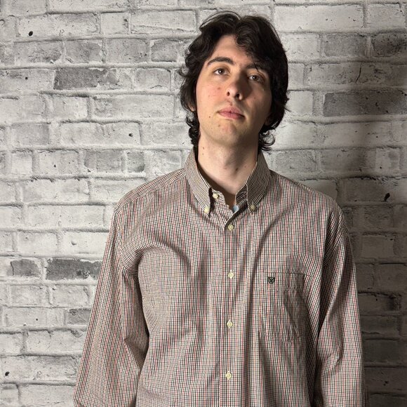 Barbour Men's Plaid Shirt - Brown and Red Button Down Shirt - Picture 1 of 10